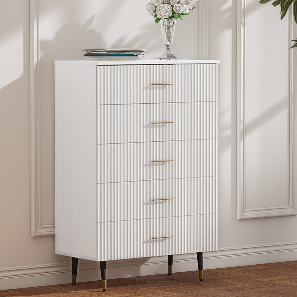 Dresser for Bedroom with 5 Drawers, Black Chest of Drawers with Handle for Bedroom, Hallway 31.5 x 15.7 x 47.2 Inch