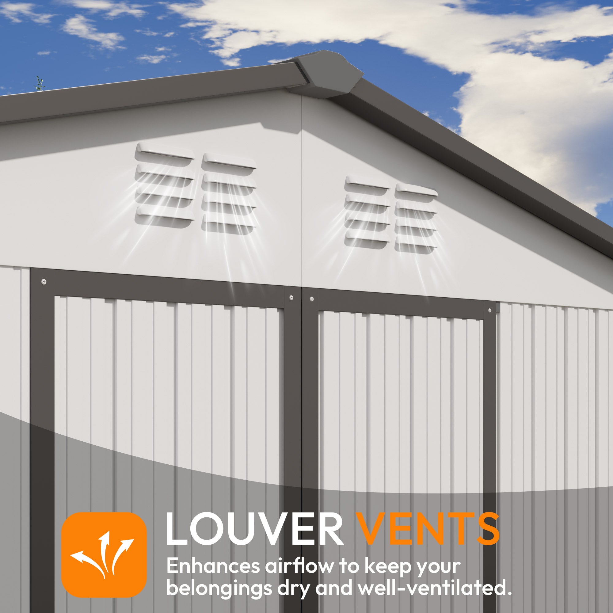 10 x 12 FT Storage Shed, Metal Sheds with Sloping Roof and Lockable Door, Outdoor Shed for Backyard Garden Patio and Lawn