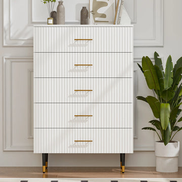 Dresser for Bedroom with 5 Drawers, Black Chest of Drawers with Handle for Bedroom, Hallway 31.5 x 15.7 x 47.2 Inch