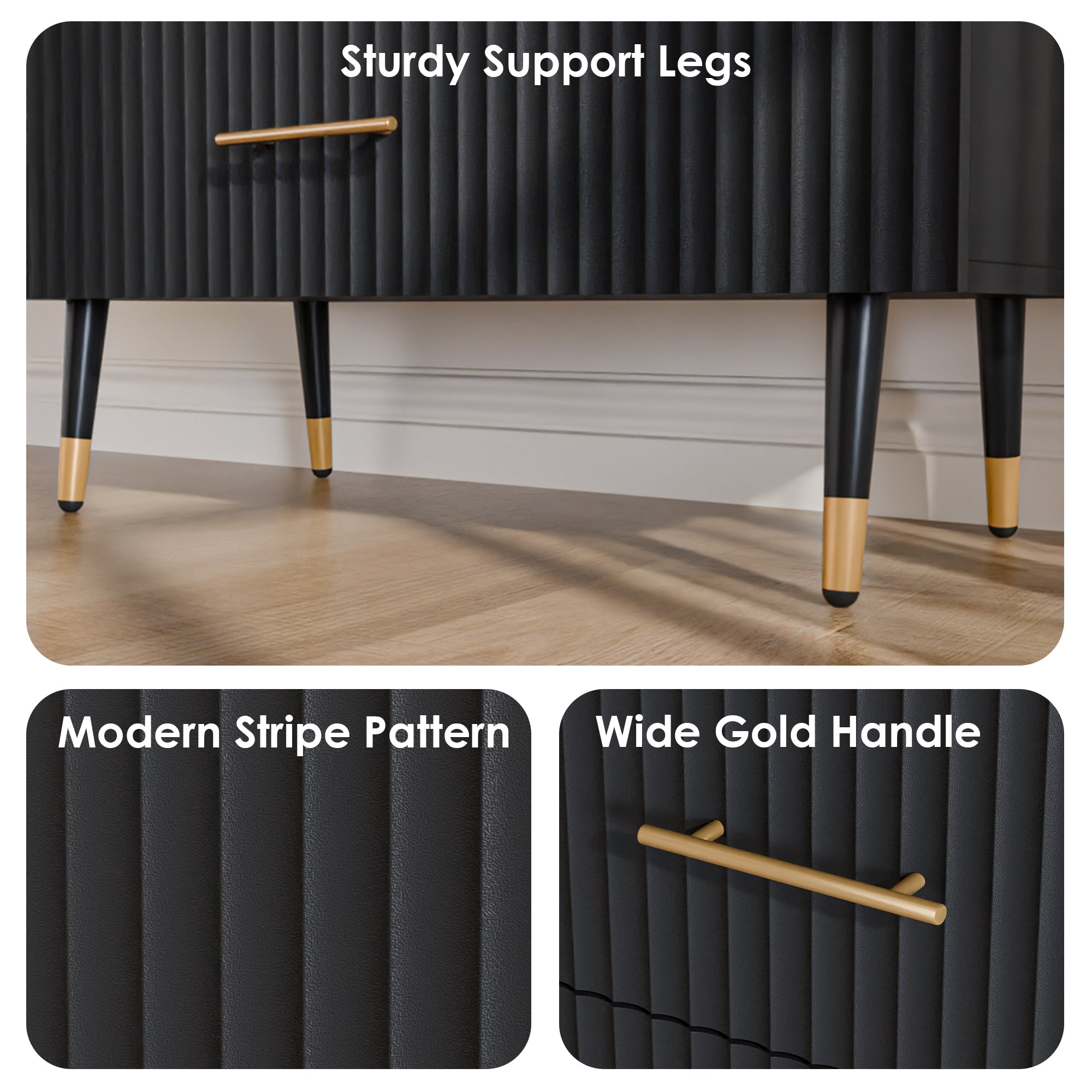 Dresser for Bedroom with 5 Drawers, Black Chest of Drawers with Handle for Bedroom, Hallway 31.5 x 15.7 x 47.2 Inch