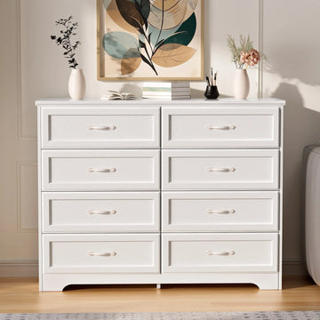 Dresser for Bedroom with 8 Drawers, Modern Chest of Drawers with Aluminium Handle for Living Room Bedroom Hallway, Farmhouse Dresser 47.6 x 15.7 x 36.7 Inch TV Stand