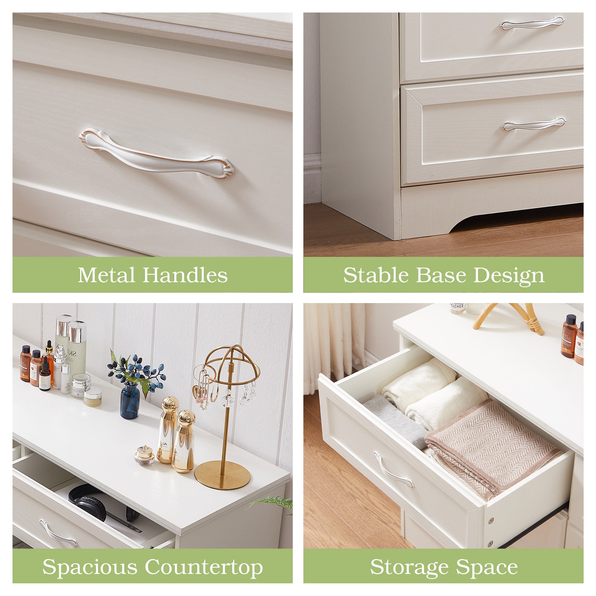 Dresser for Bedroom with 8 Drawers, Modern Chest of Drawers with Aluminium Handle for Living Room Bedroom Hallway, Farmhouse Dresser 47.6 x 15.7 x 36.7 Inch TV Stand